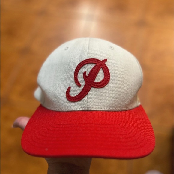 Primitive Red and White Baseball Cap - Picture 1 of 3